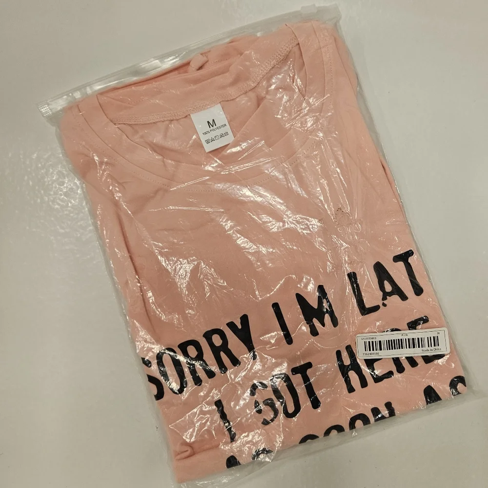 Soft Pink Women's Medium Tee with Bold Text - Picture 2 of 2